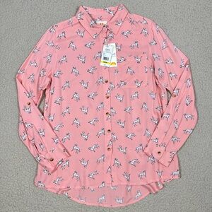 C&C California Dalmatians Dog Print Button Down Roll Tab Shirt